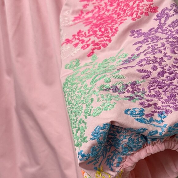 THML Women's Pink Embroidered Puff Sleeve Top - Size XS - Picture 4 of 10